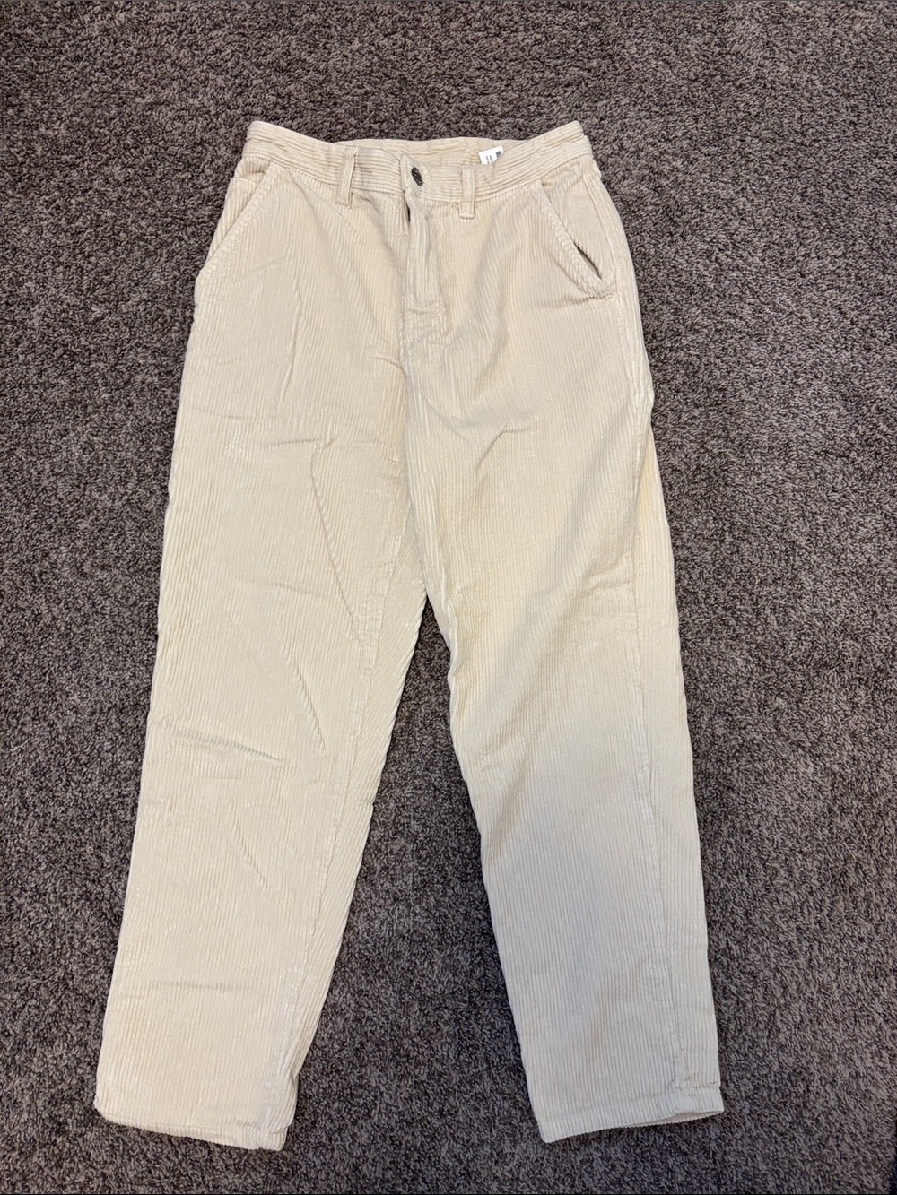 Zara Men's Light Beige Corduroy Tapered Pants